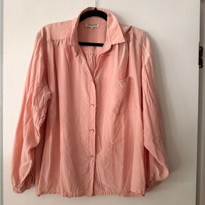 Blush Button-Up Silk Blouse